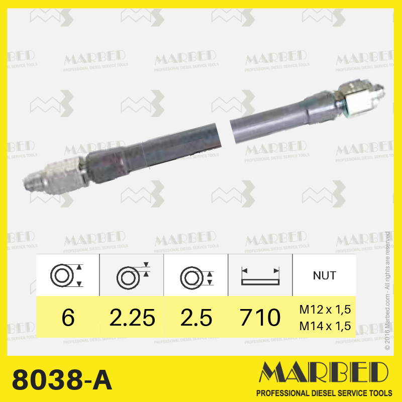 Tubi in acciaio (6x1,75x710) dadi M14x1,5/M12x1,5 Lucas AMP 134 norme ISO